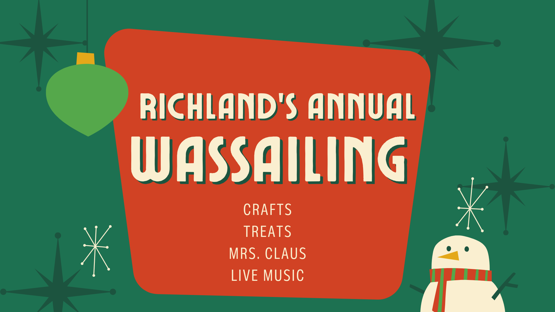 Richland's Annual Wassailing Thursday, December 1, 2022, 530 PM